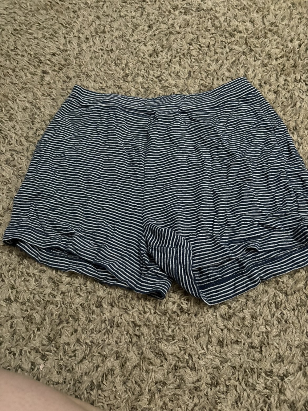 dressbarn Navy and White Striped Athletic Lounge Shorts